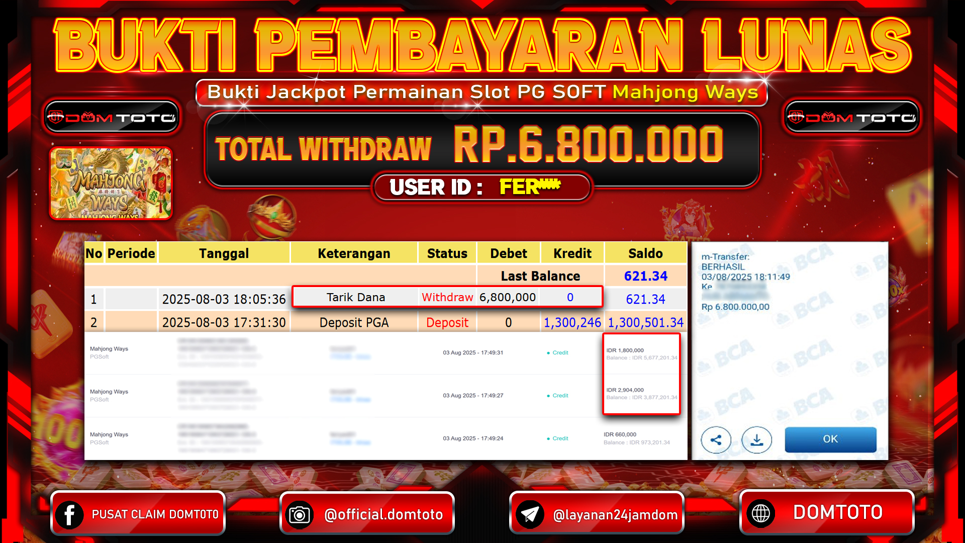 JACKPOT SLOT MAHJONG WAYS 03 AGUSTUS  2025